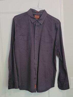Men's Long-Sleeve Button-Up Shirt in Charcoal